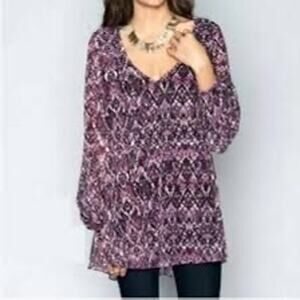 Show Me Your Mumu Tunic Dress Purple Snakeskin Print Long Sleeve Women’s XS
